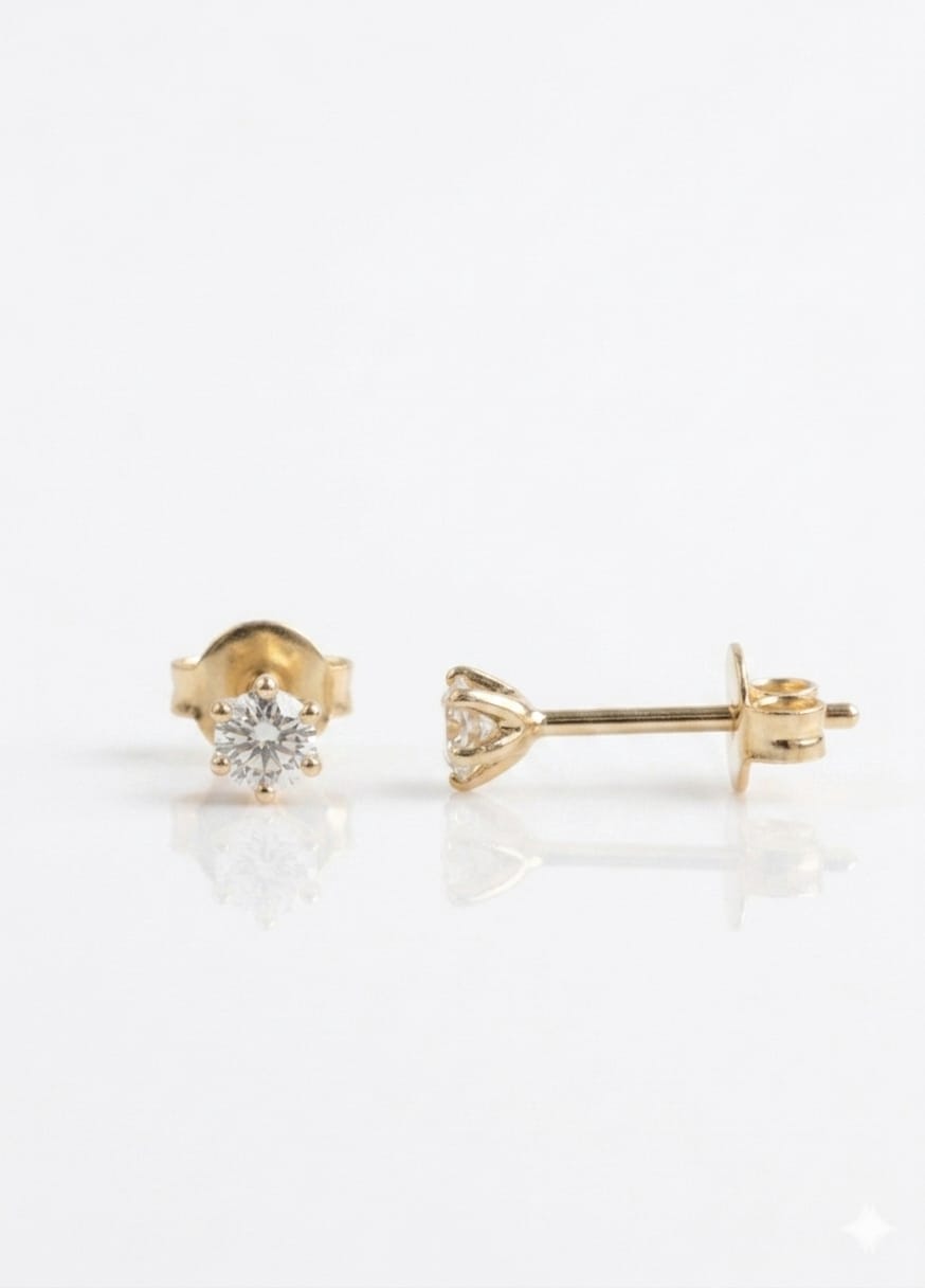 Aros Tope Solitario con Zirconia Enchapados en Oro – Punto de Luz