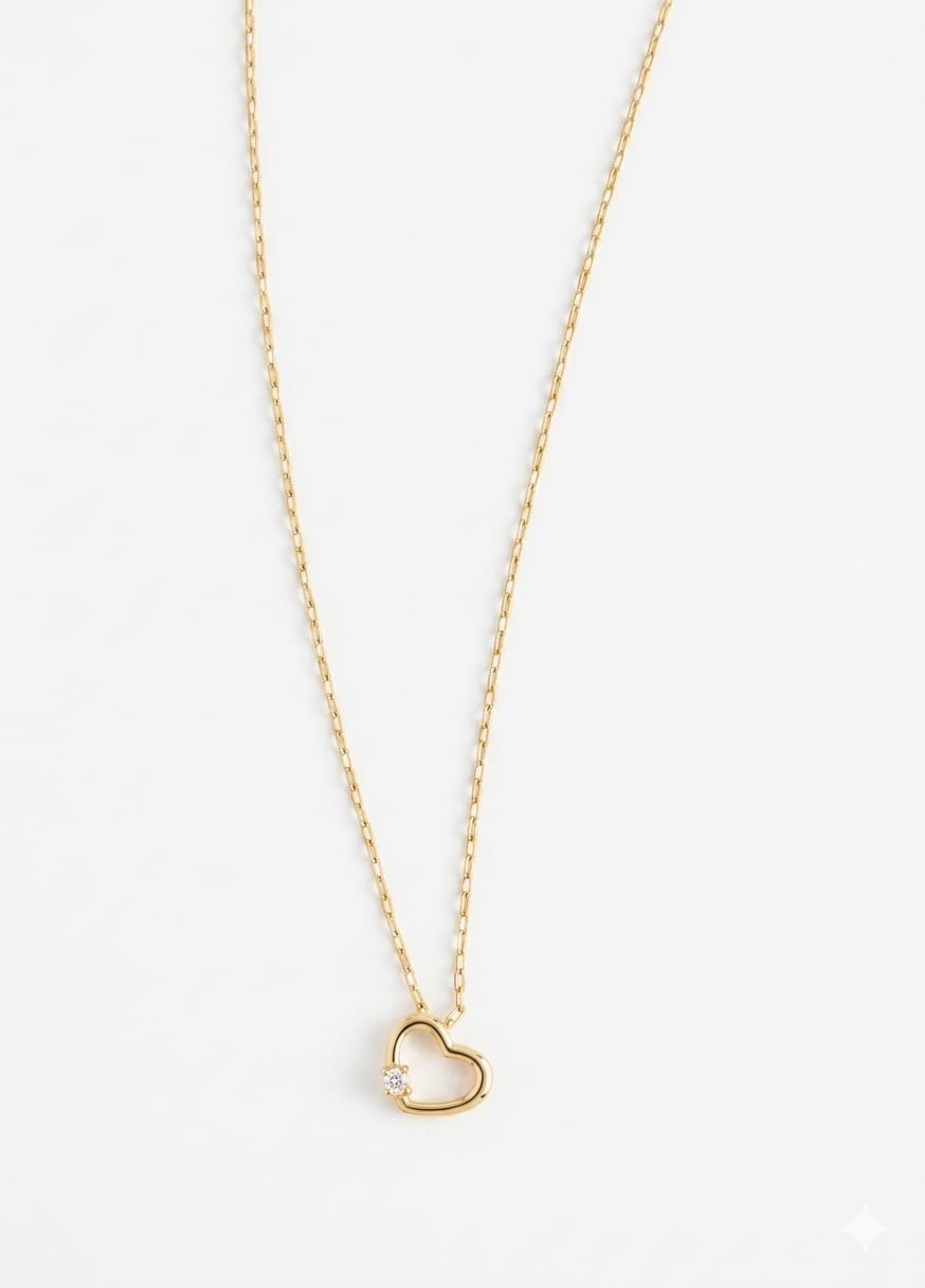 Collar Corazón Abierto con Zirconia Enchapado en Oro