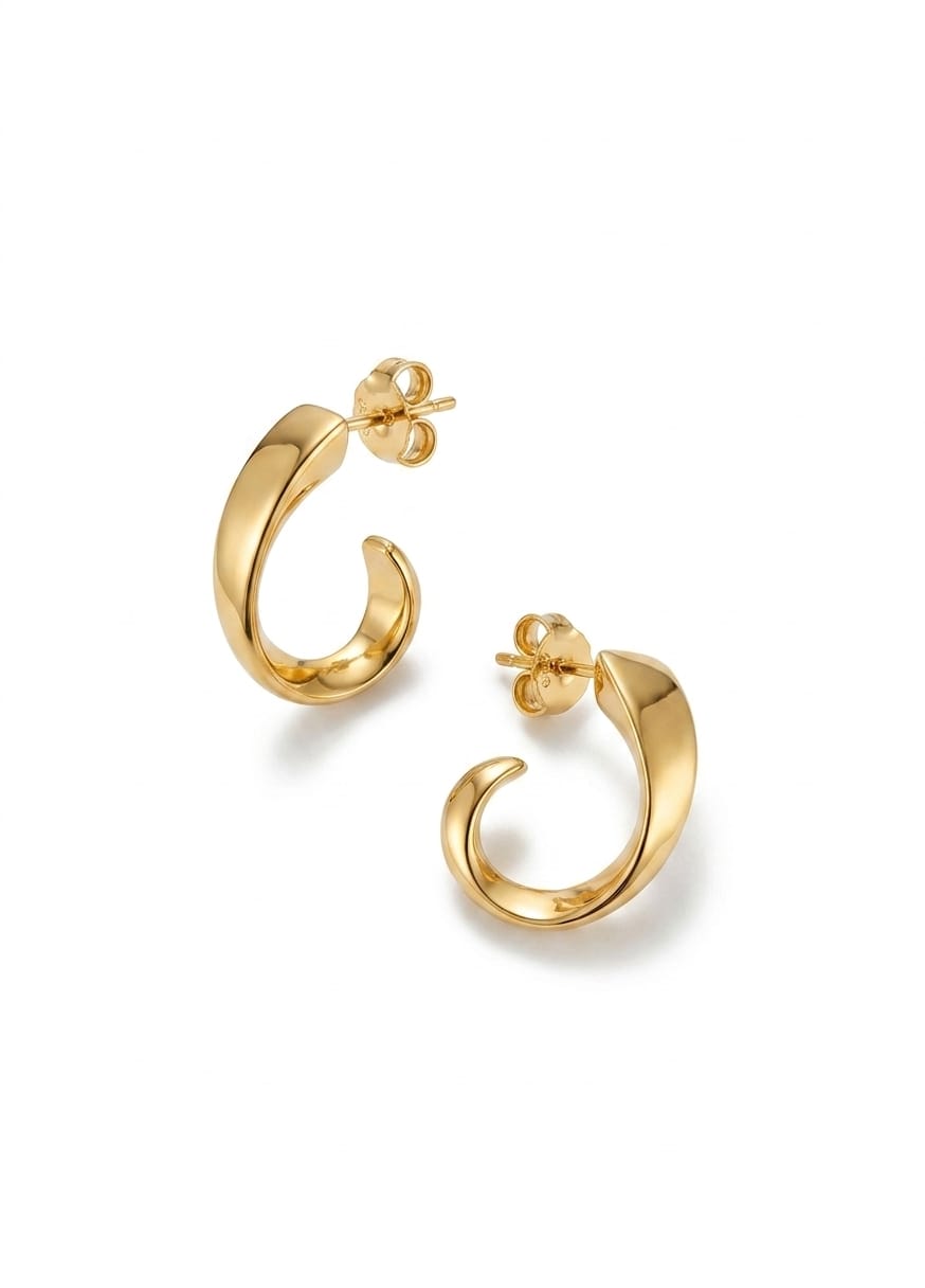 Aros Media Argolla Tubular Enchapados en Oro