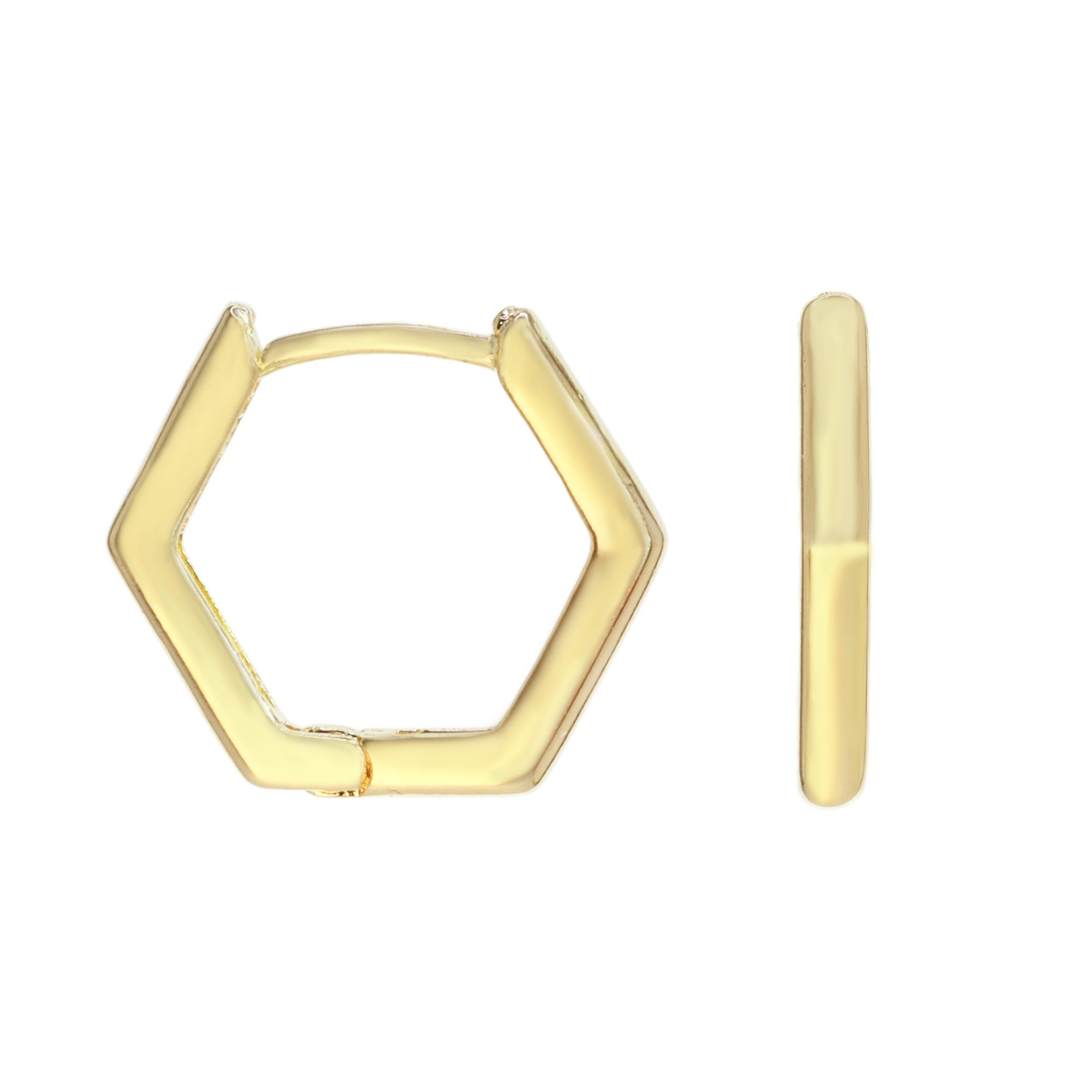 Aros Argolla Geométrica Enchapados en Oro 15 mm - Bordes Rectos