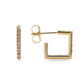 Aros Enchapados en Oro Argollas Cuadradas con Circones