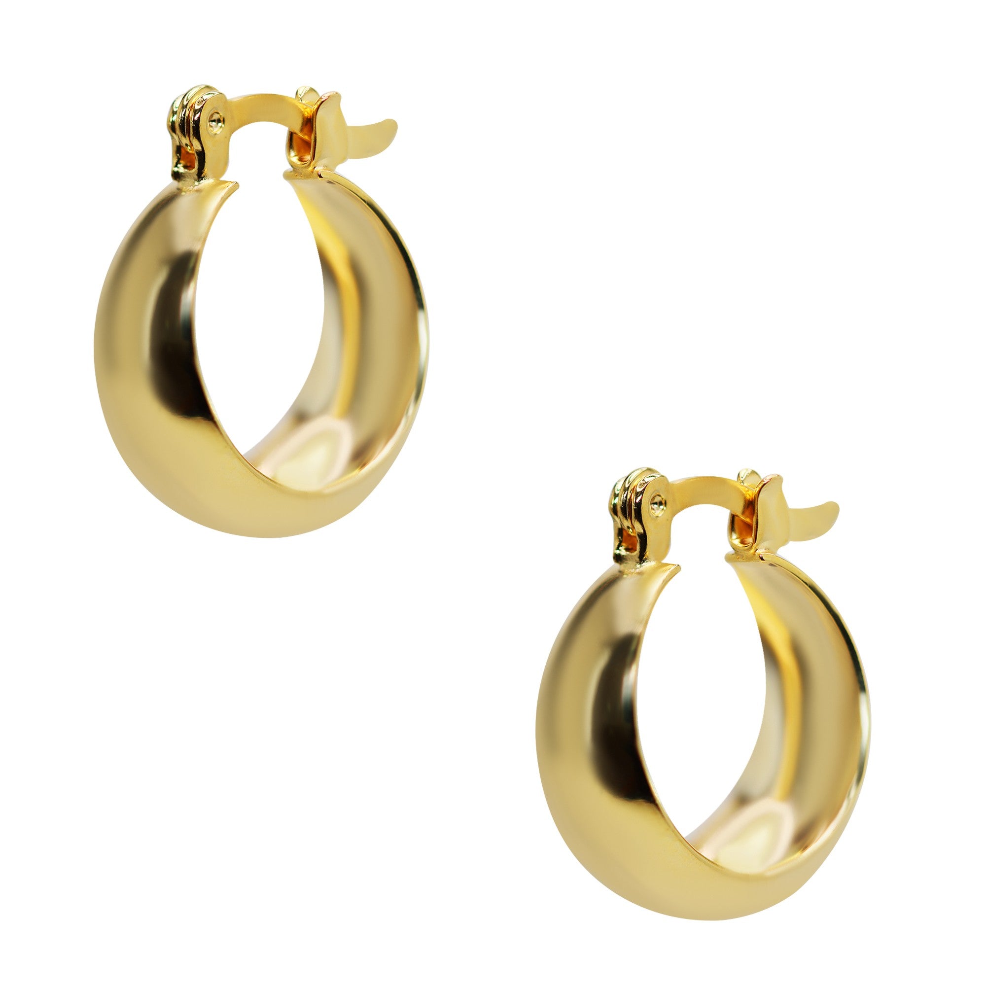 Aros Argolla Bote Enchapados en Oro 16 mm - Broche Criollo